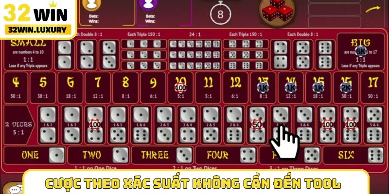 Cược theo xác suất không cần đến tool hack tài xỉu