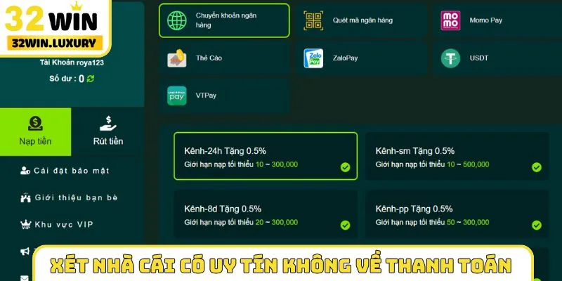 Xét nhà cái có uy tín không về thanh toán